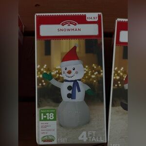 Holiday Time Snowman with Red Hat and Green Gloves